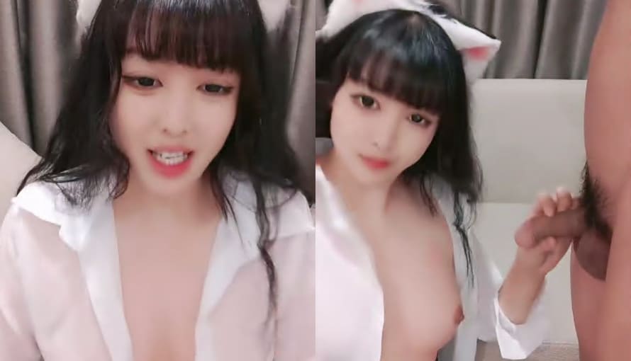 白衬衫配黑丝,露脸卖力口交深喉男友贴心服务